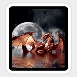 Dragon Moon - Fantasy Dragon Artwork Sticker